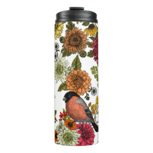 Garden birds and flowers 1 thermal tumbler