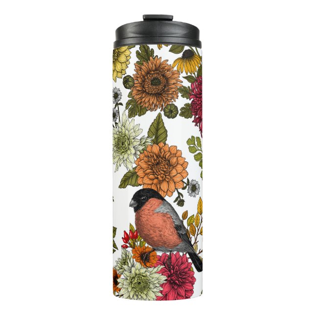 Garden birds and flowers 1 thermal tumbler (Front)