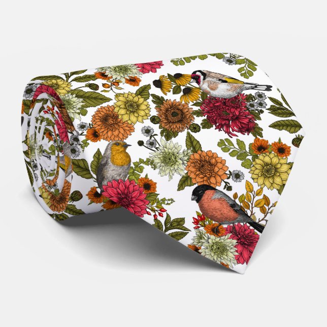 Garden birds and flowers 1 tie (Rolled)