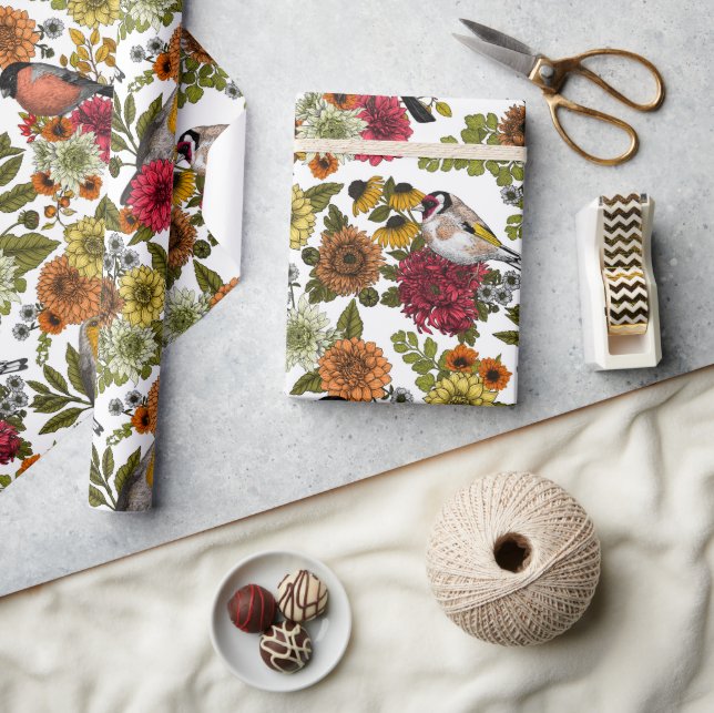Garden birds and flowers 1 wrapping paper (Crafts)
