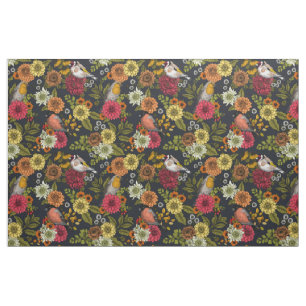 Garden birds and flowers 2 fabric