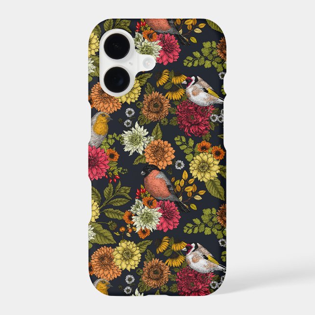 Garden birds and flowers 2 iPhone case (Back)