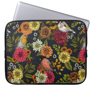 Garden birds and flowers 2 laptop sleeve