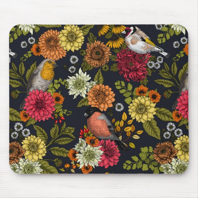 Garden birds and flowers 2 mouse mat (Front)