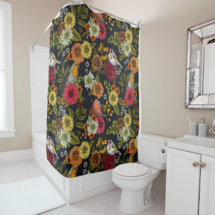 Garden birds and flowers 2 shower curtain