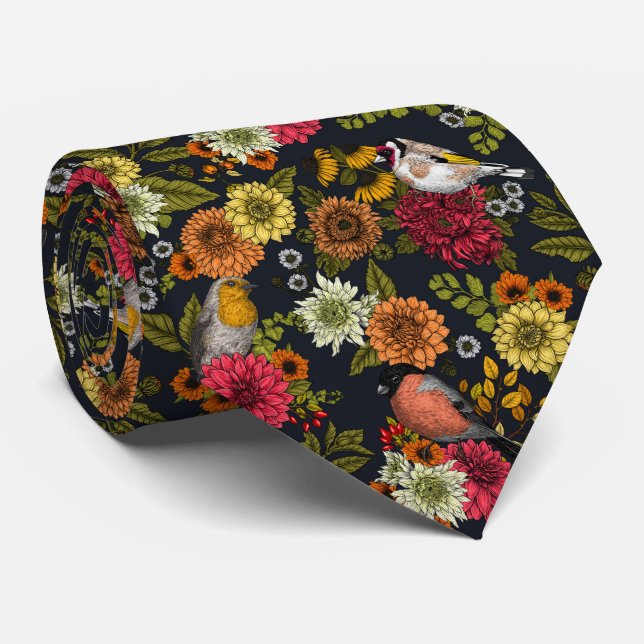 Garden birds and flowers 2 tie (Rolled)