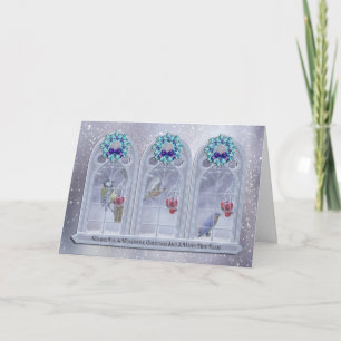 Garden Birds Christmas Window Greeting Card