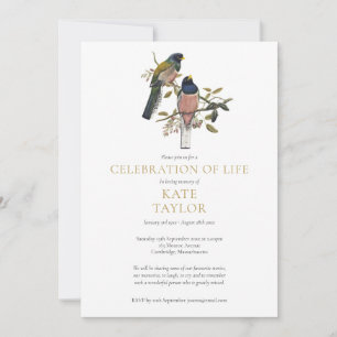 Garden Birds Funeral Celebration of Life Invitation