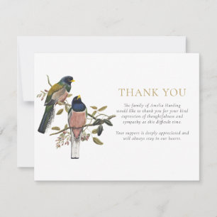 Garden Birds Funeral Celebration Of Life Thank You Card