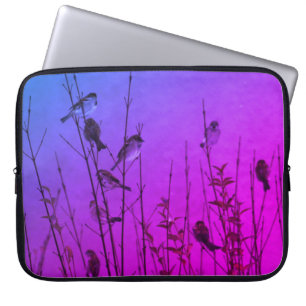 Garden Birds Photograph Purple Filter Laptop Sleeve