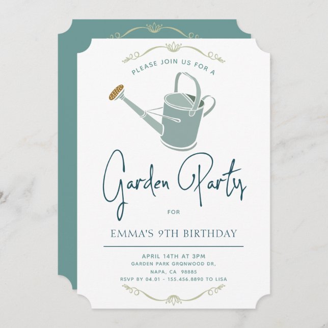 Garden Birthday Party Simple Elegant Invitation (Front/Back)