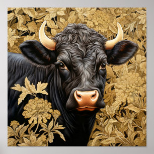 Garden Black Cow  Poster