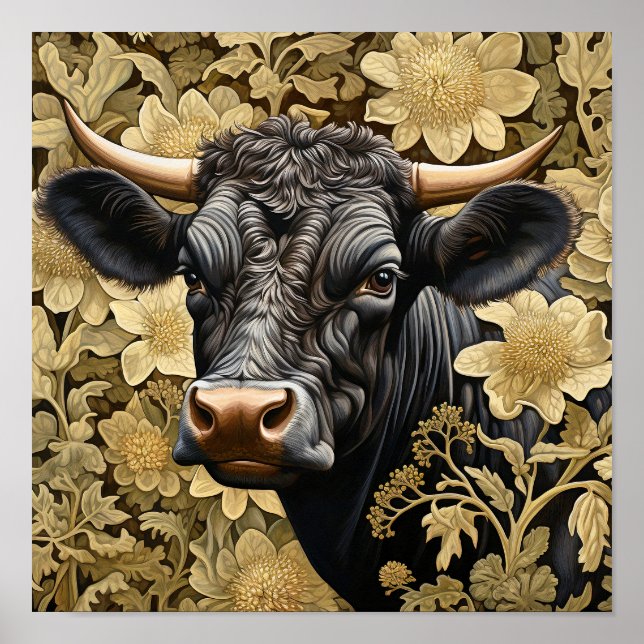 Garden Black Cow  Poster (Front)