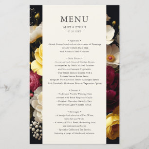 Garden Bloom Dark Wedding Menu