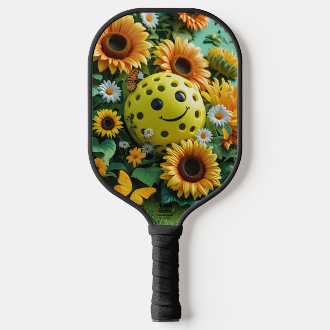 Garden Bloom Pickleball – Cute Sunflower & Butterf Pickleball Paddle (Front)