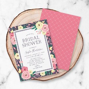 Garden Blooms Floral Pink Bridal Shower Invitation