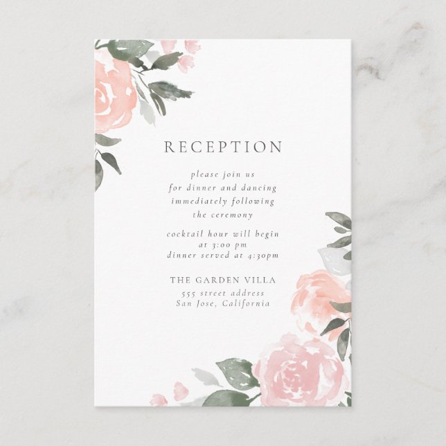 Garden Blooms Reception Insert Card (Front)