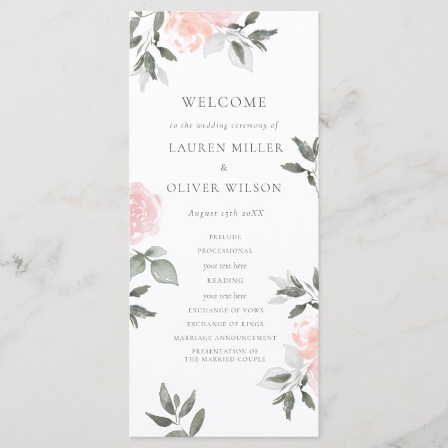 Garden Blooms Wedding Program Programme (Front)
