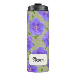 Garden Blue Flower Botanical any Name Thermal Tumbler
