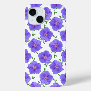 Garden Blue Geranium Flower on any Colour iPhone 15 Case