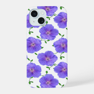 Garden Blue Geranium Flower on any Colour iPhone 15 Case
