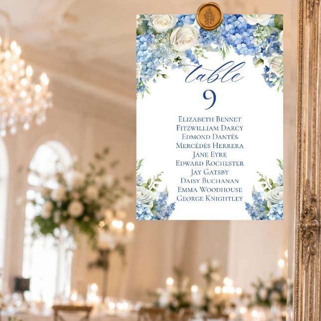 Garden Blue Hydrangea Table Number Seating Card (Creator Uploaded)