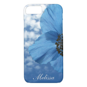Garden Blue Poppy Flower Blue Sky with Monogram iPhone 8/7 Case