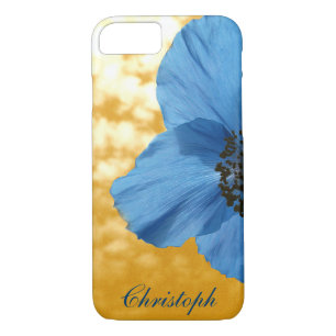Garden Blue Poppy Flower Golden Sky with Monogram iPhone 8/7 Case