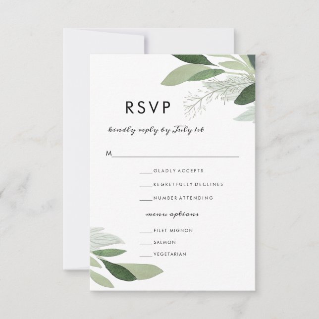 Garden Blush RSVP with menu options (Front)