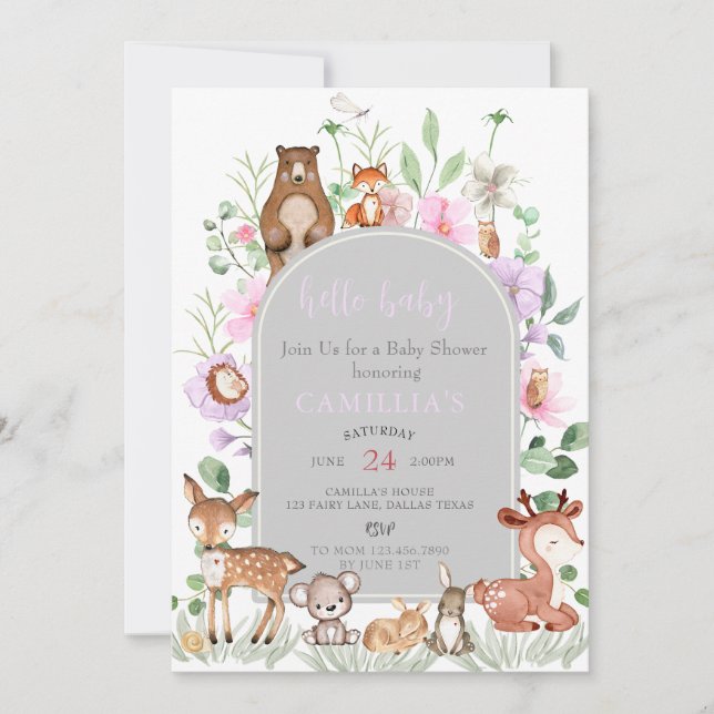 Garden Boho Arch Enchanted Baby Shower  Invitation (Front)