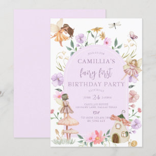 Garden Boho Arch Enchanted Fairy First Birthday Invitation