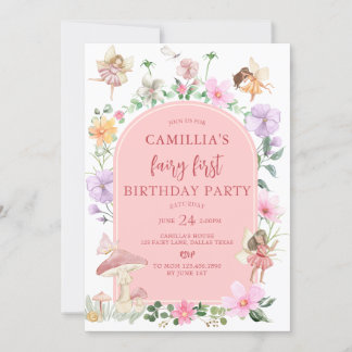 Garden Boho Arch  Enchanted Fairy First Birthday Invitation