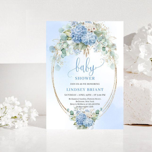 Garden Boho Blue Floral Baby Shower Invitation (Garden Boho Blue Floral Baby Shower Invitation)
