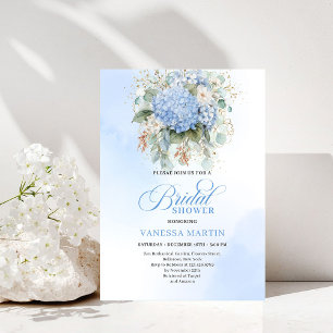 Garden Boho Blue Hydrangea Bridal Shower Invitatio Invitation
