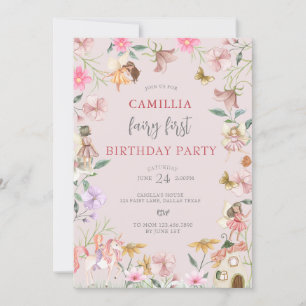 Garden Boho Enchanted Fairy First Birthday Invitation