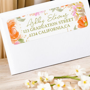 Garden boho orange wildflowers graduation