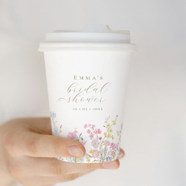 Garden Boho Wildflowers Bridal shower Paper Cups (Creator Uploaded)