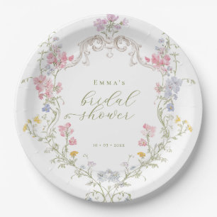 Garden Boho Wildflowers Bridal shower Paper Plate