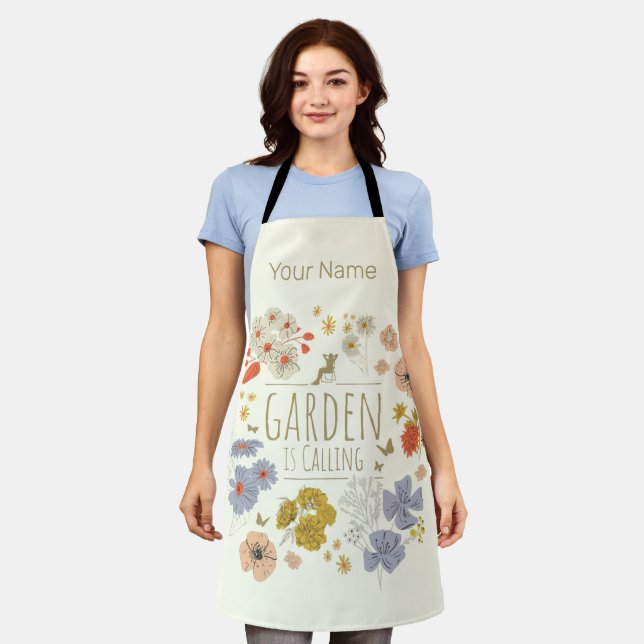 Garden Botanical Flowers For Gardening Mum and Dad Apron (Worn)