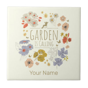 Garden Botanical Flowers For Gardening Mum and Dad Tile