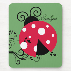Garden Botanical Ladybug Mouse Mat