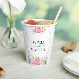 Garden Bouquet Floral Selection Wedding Paper cup