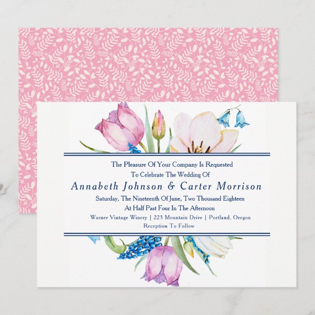 Garden Bouquet Floral Wedding Invitation (Front/Back)