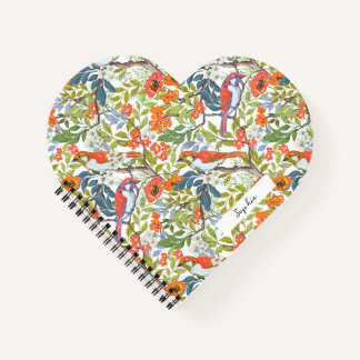 Garden Branches with Flowers Leaves and Birds Notebook