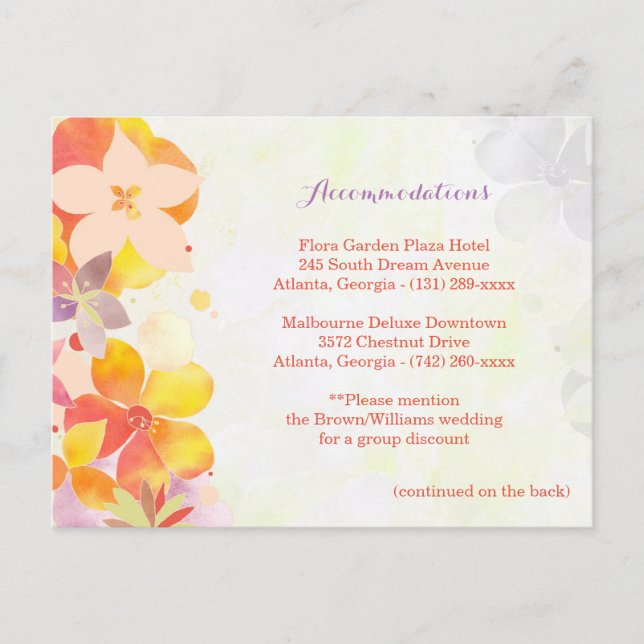 Garden Breeze Wedding Accommodations Directions Postcard (Front)