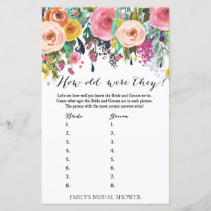 Garden Bridal Shower Game - How Old Were They