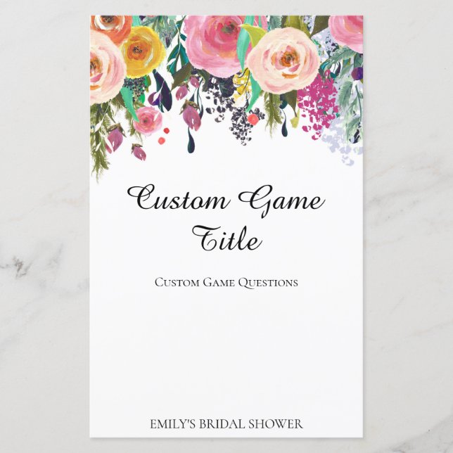 Garden Bridal Shower Game PRINTED (Front)