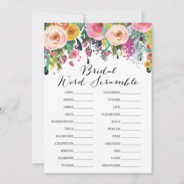 Garden Bridal Shower Game w answer back 5x7 size Invitation (Front)