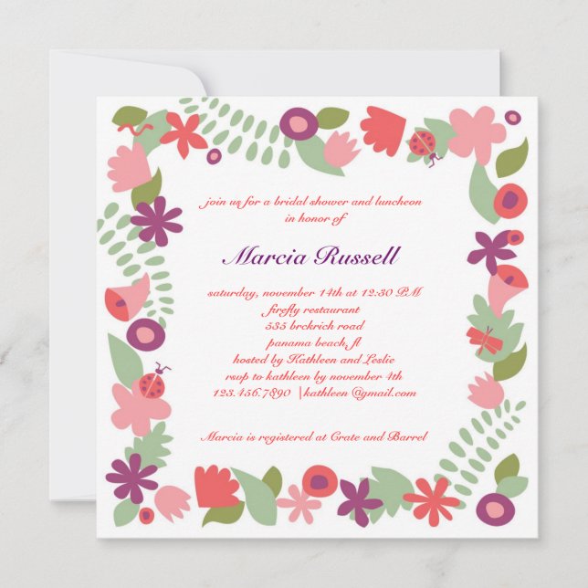 Garden Bridal Shower Invitation (Front)