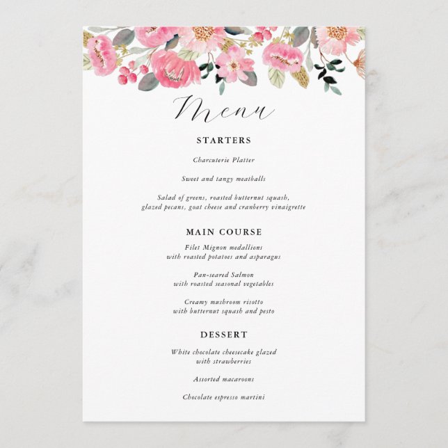 Garden Bridal Tea Party Menu (Front)